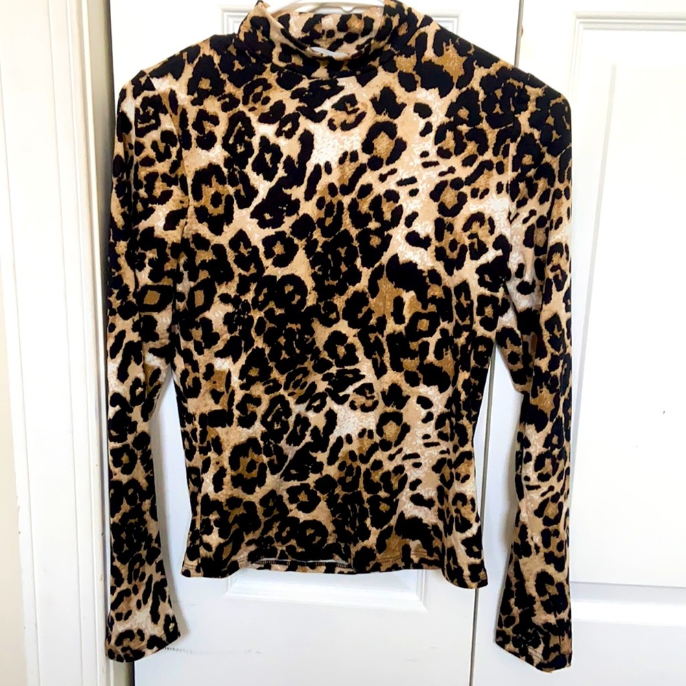 Cheetah print turtleneck